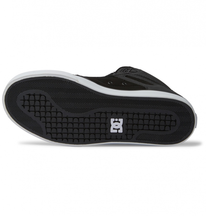 DC Shoes Pure High-Top - Skórzane High-Top Shoes Czarne Czarne Białe | 18953JNBE