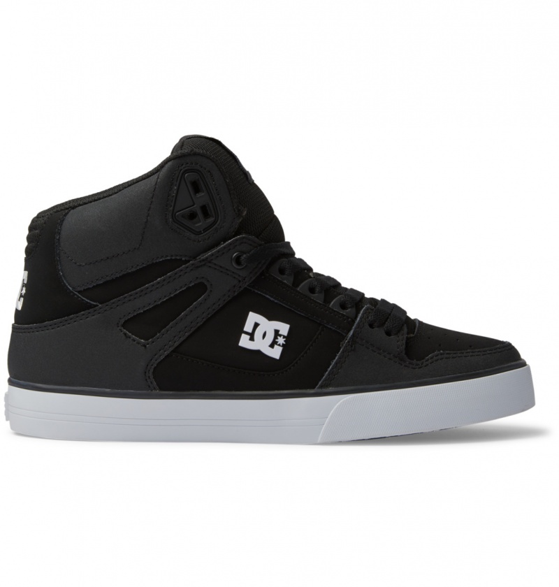 DC Shoes Pure High-Top - Skórzane High-Top Shoes Czarne Czarne Białe | 18953JNBE