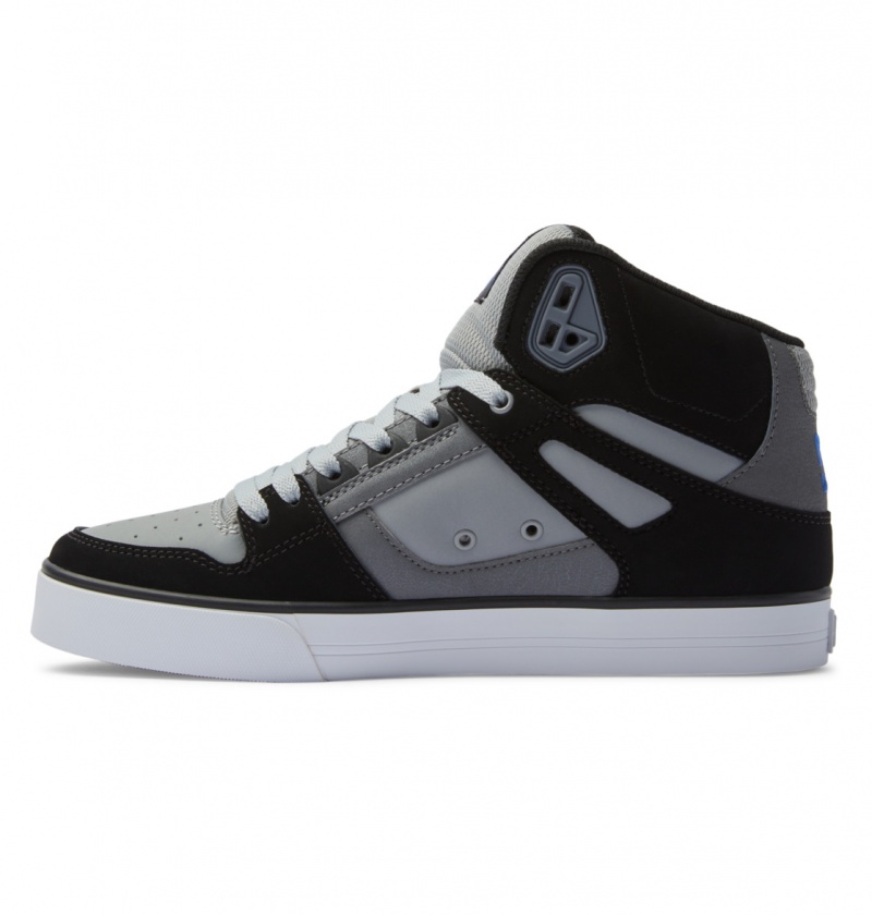 DC Shoes Pure High-Top - Skórzane High-Top Shoes Czarne Szare Niebieskie | 20684MCXA