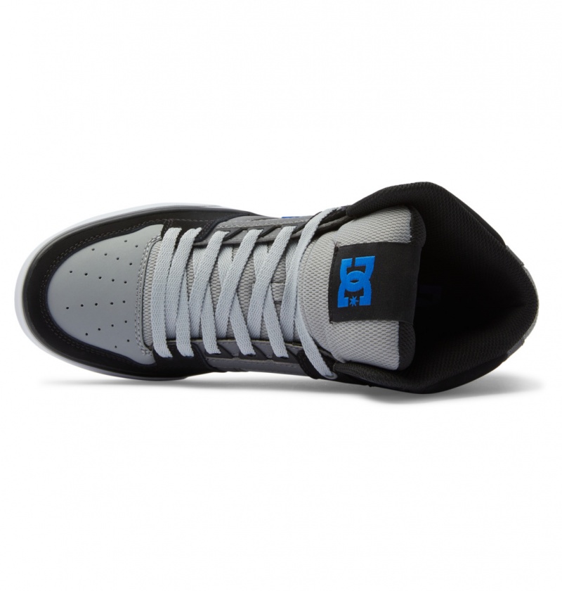 DC Shoes Pure High-Top - Skórzane High-Top Shoes Czarne Szare Niebieskie | 20684MCXA