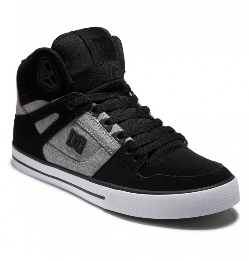 DC Shoes Pure High-Top - Skórzane High-Top Shoes Czarne | 82564RBKF