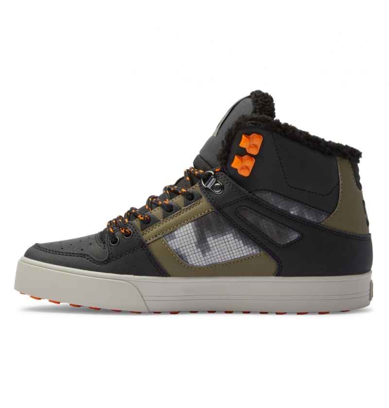 DC Shoes Pure High WNT - Zimowe High-Top Boots Czarne Zielone | 65873VSUG