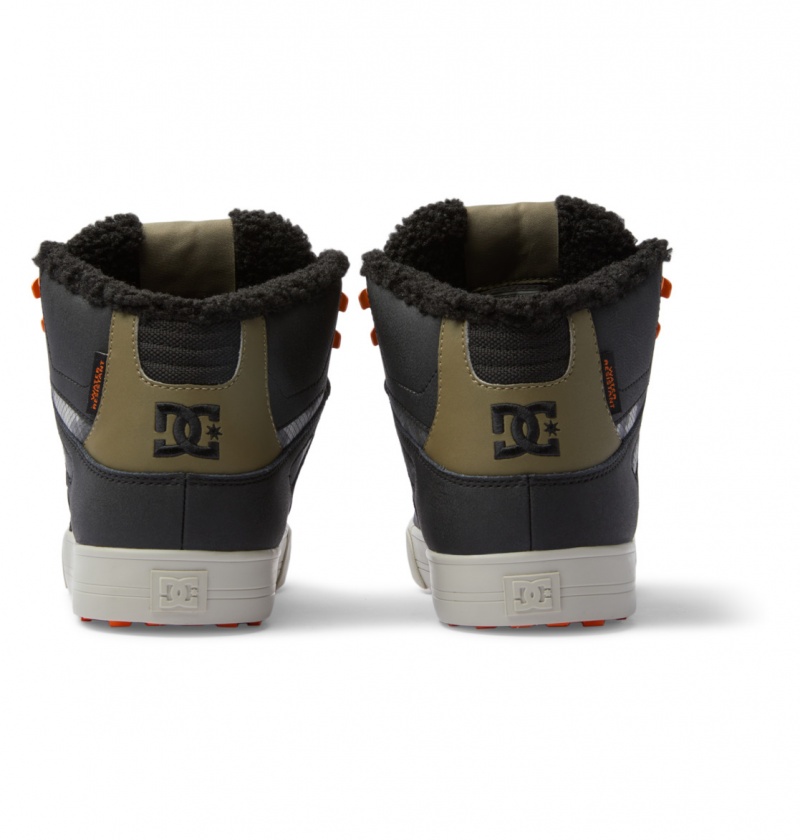 DC Shoes Pure High WNT - Zimowe High-Top Boots Czarne Zielone | 65873VSUG