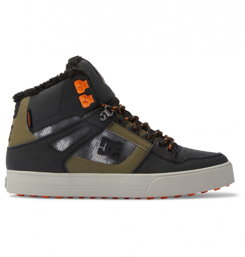 DC Shoes Pure High WNT - Zimowe High-Top Boots Czarne Zielone | 65873VSUG