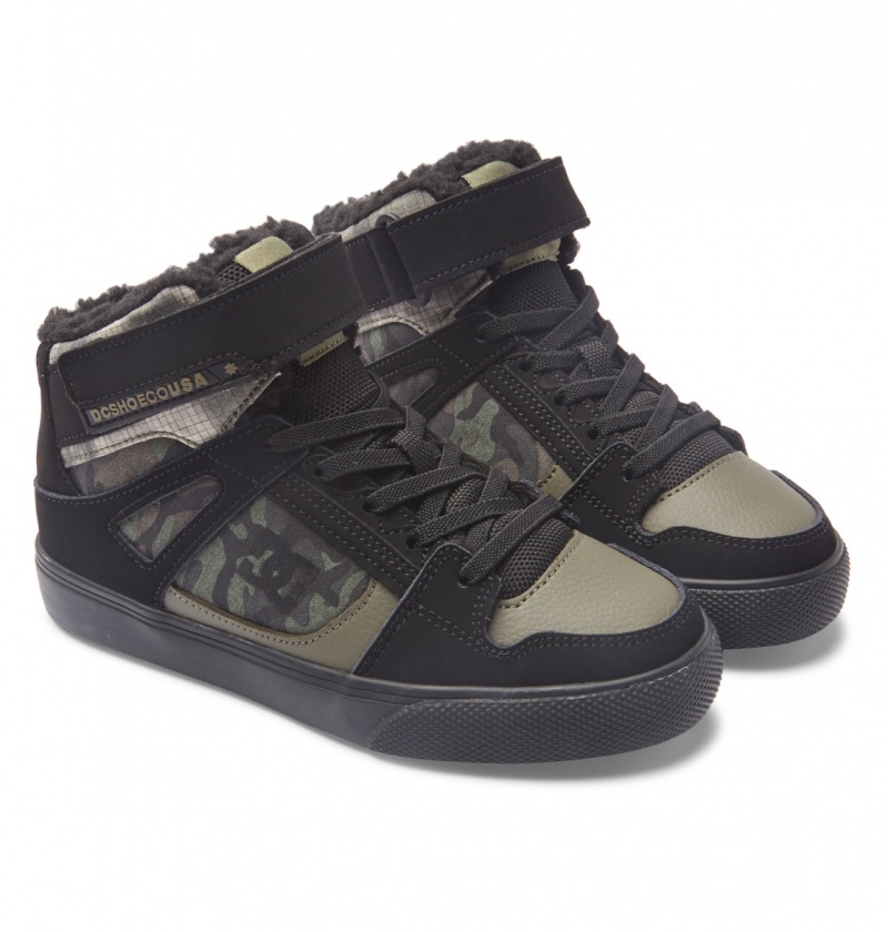 DC Shoes Pure High WNT - Zimowe High-Top Boots Oliwkowe | 13208TQDO