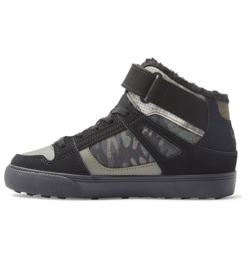 DC Shoes Pure High WNT - Zimowe High-Top Boots Oliwkowe | 13208TQDO