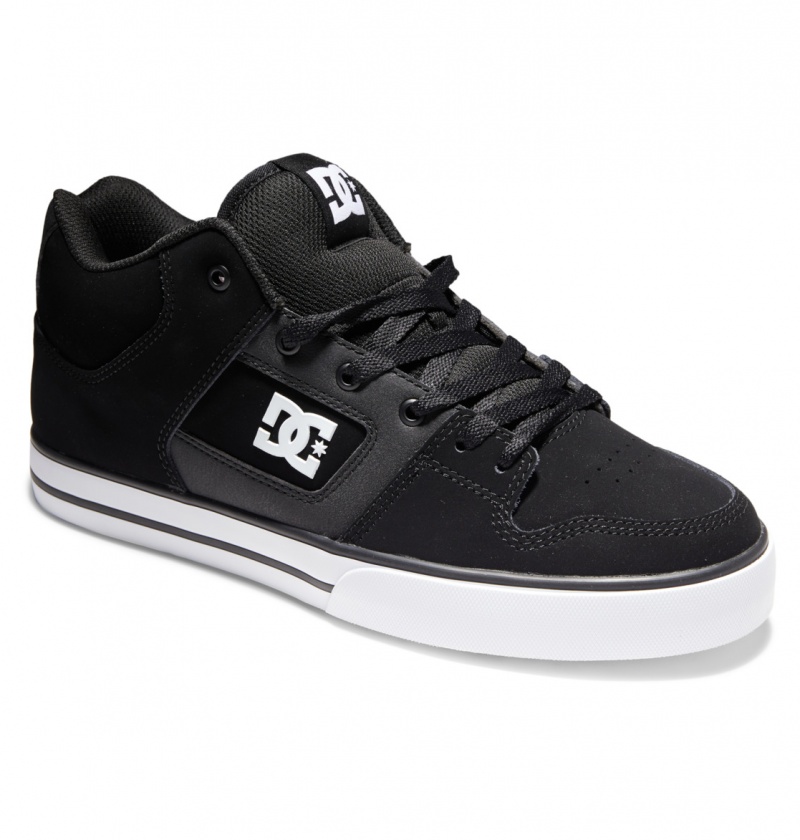 DC Shoes Pure Mid - Mid Top Shoes Czarne Białe | 92140ZOJS