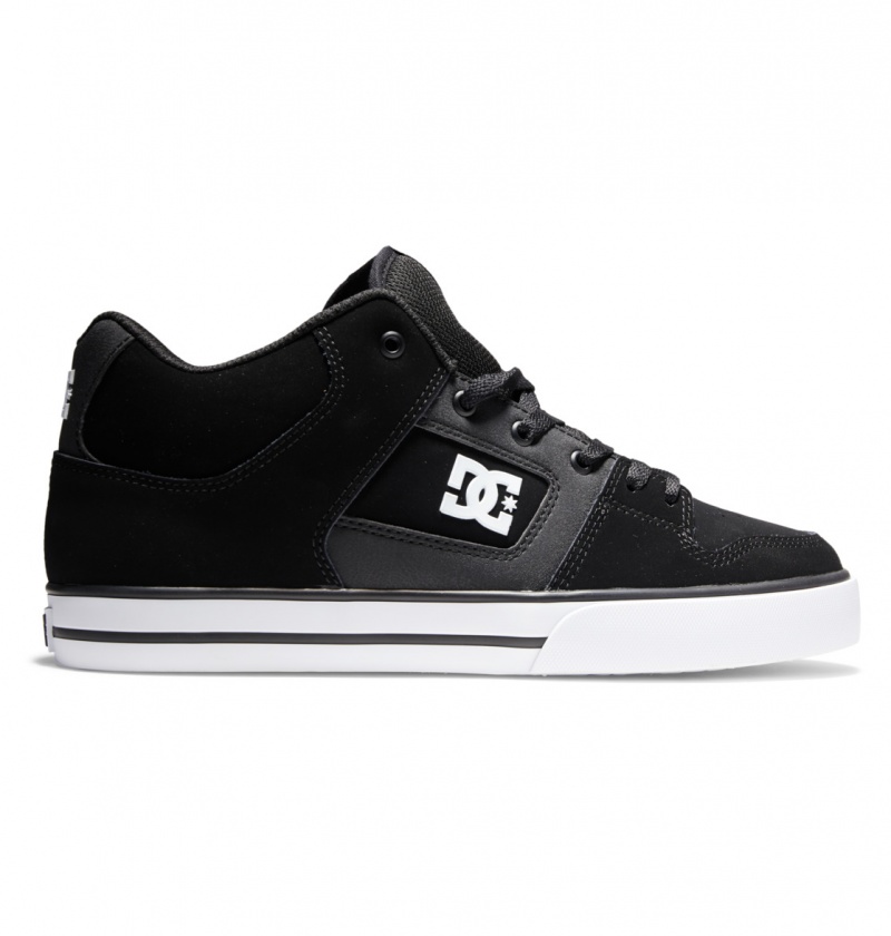 DC Shoes Pure Mid - Mid Top Shoes Czarne Białe | 92140ZOJS