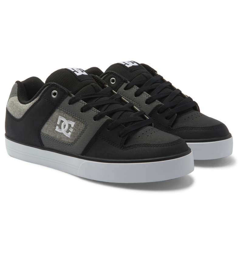 DC Shoes Pure - Skórzane Shoes Czarne Białe | 36495KVWR