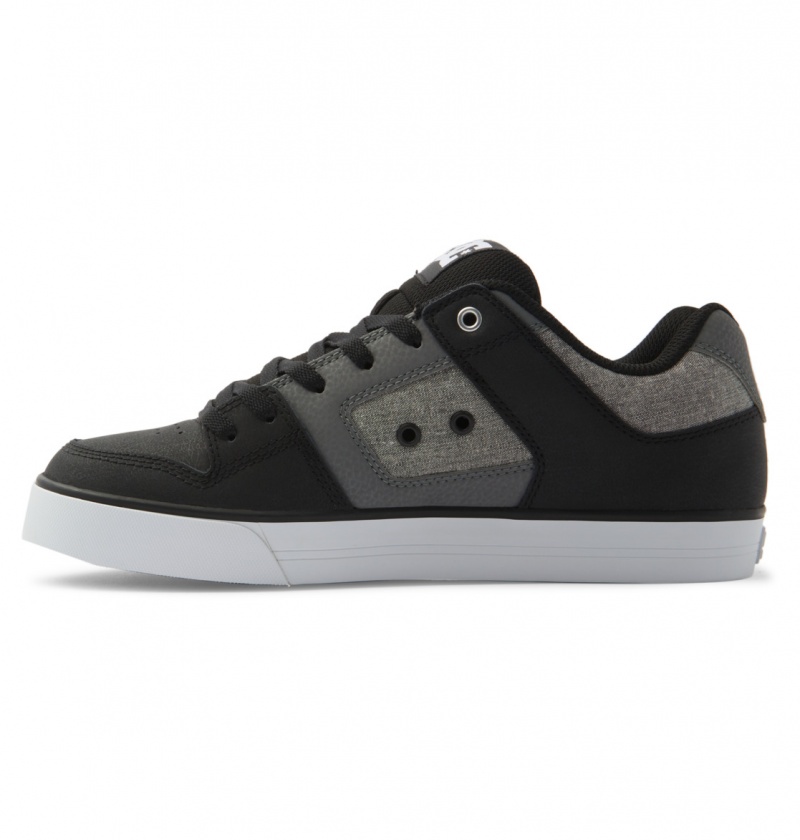 DC Shoes Pure - Skórzane Shoes Czarne Białe | 36495KVWR