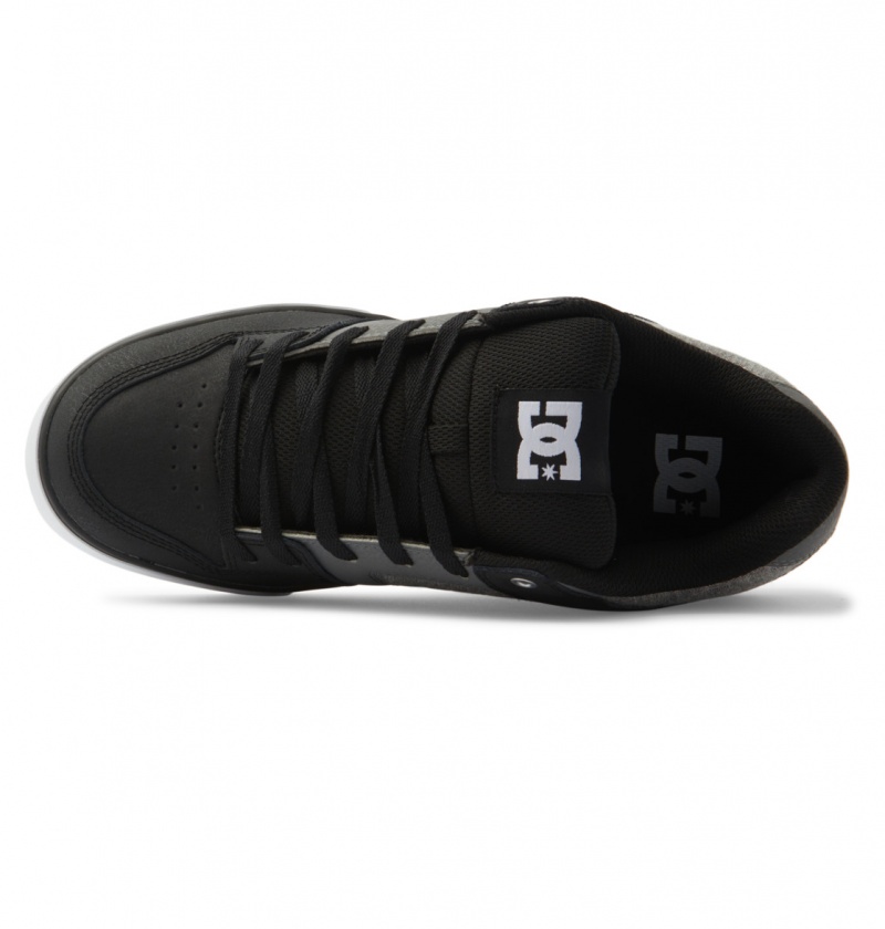 DC Shoes Pure - Skórzane Shoes Czarne Białe | 36495KVWR