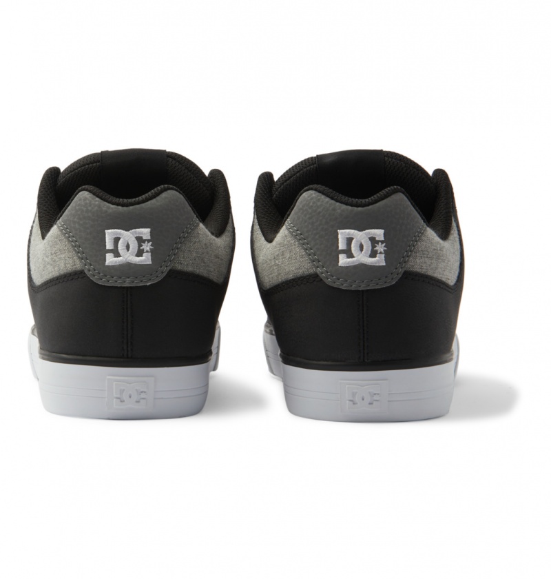 DC Shoes Pure - Skórzane Shoes Czarne Białe | 36495KVWR