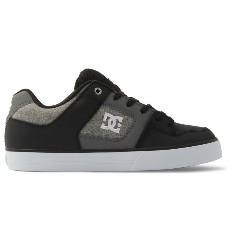 DC Shoes Pure - Skórzane Shoes Czarne Białe | 36495KVWR