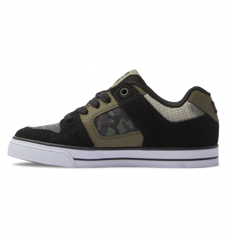 DC Shoes Pure - Skórzane Shoes Oliwkowe | 81237LAMG