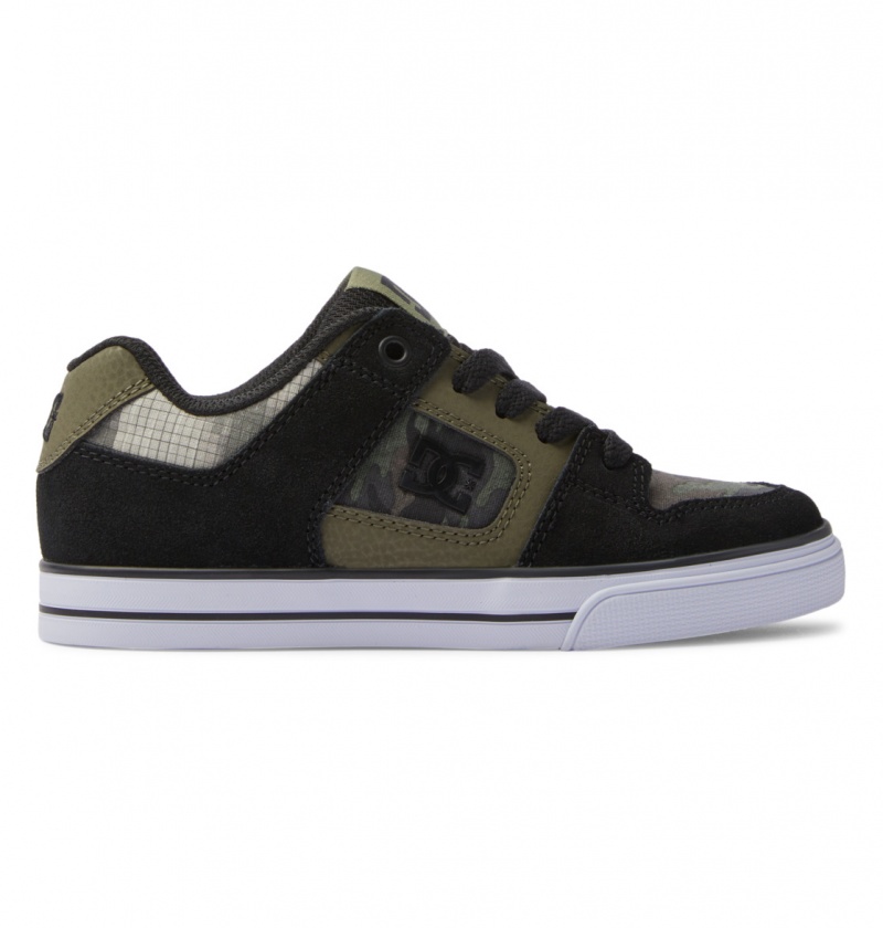 DC Shoes Pure - Skórzane Shoes Oliwkowe | 81237LAMG