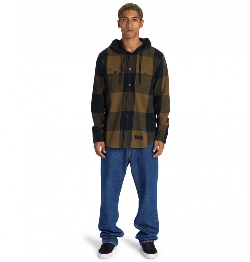 DC Shoes Ruckus - Zakapturzony Long Sleeve Shirt Czarne | 90187XUNG