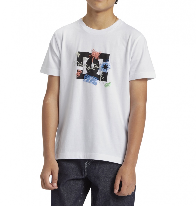 DC Shoes Scribble - T-Shirt 8-16 Białe | 09381JQMI