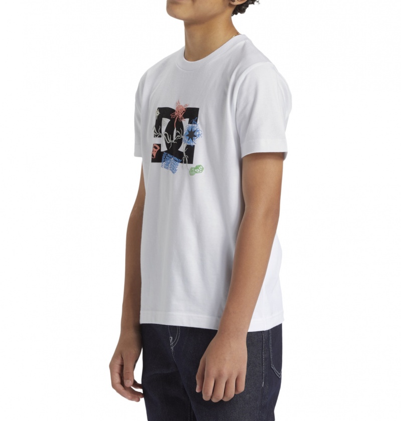 DC Shoes Scribble - T-Shirt 8-16 Białe | 09381JQMI