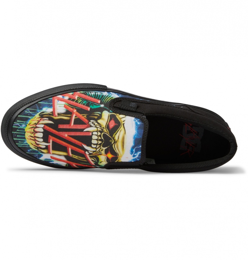 DC Shoes Slayer Manual Slip - Slip-On Shoes Czarne Czarne Zielone | 07325KAZQ