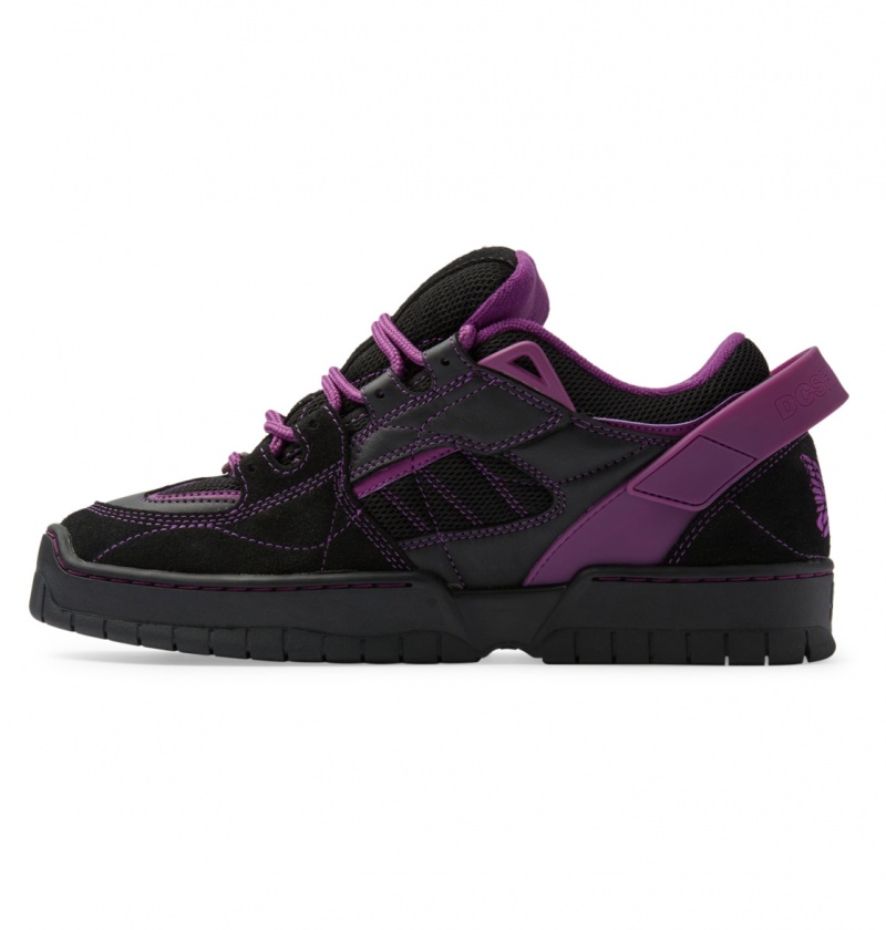 DC Shoes Spectre Needles - Skórzane Shoes Czarne Fioletowe | 35862ACVT