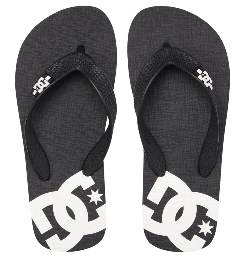 DC Shoes Spray - Flip-Flops Czarne Białe | 35742HOAK