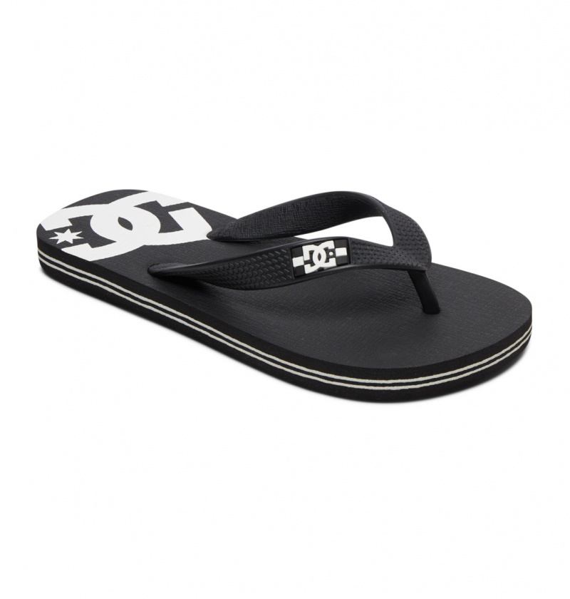 DC Shoes Spray - Flip-Flops Czarne Białe | 35742HOAK