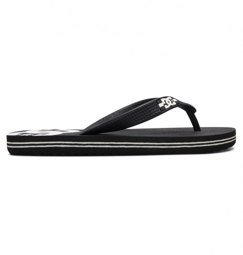 DC Shoes Spray - Flip-Flops Czarne Białe | 35742HOAK