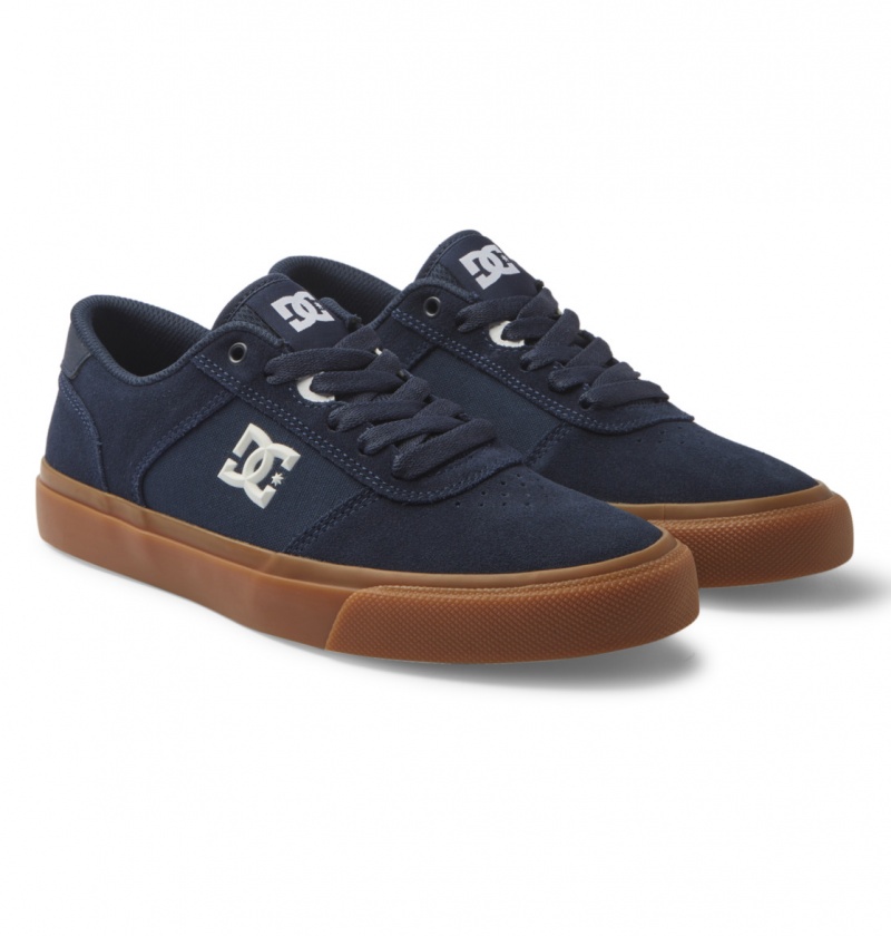 DC Shoes Teknic - Skórzane Shoes Ciemny Granatowe | 43076VAYI