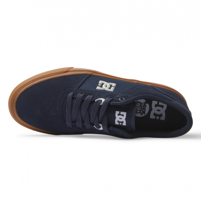 DC Shoes Teknic - Skórzane Shoes Ciemny Granatowe | 43076VAYI