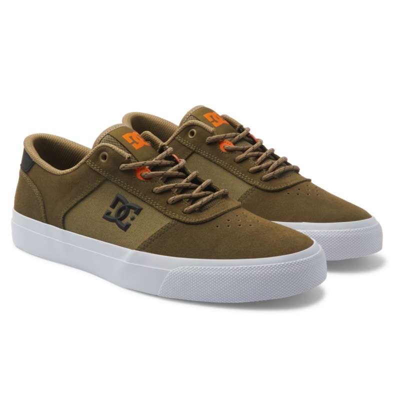 DC Shoes Teknic - Skórzane Shoes Oliwkowe Camo | 64532YWQG