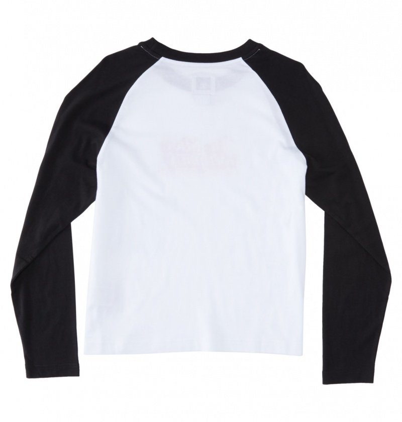 DC Shoes Timeless Raglan - Long Sleeve T-Shirt Białe Czarne | 86413RVJP