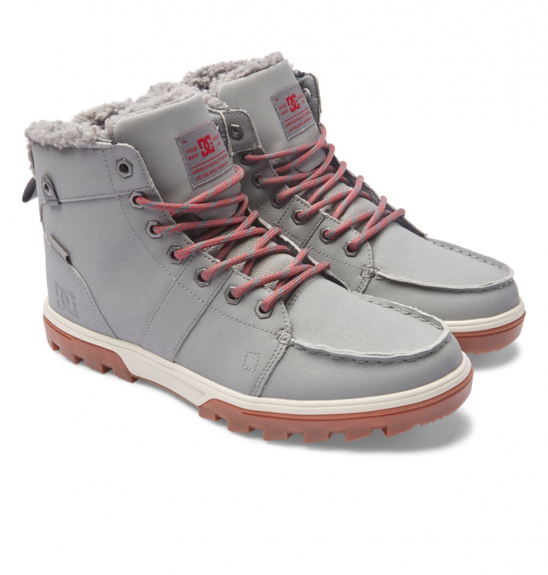 DC Shoes Woodland - Sherpa Podszewką Skórzane Boots Szare | 57086SHRN