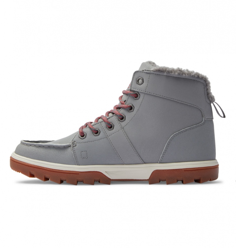 DC Shoes Woodland - Sherpa Podszewką Skórzane Boots Szare | 57086SHRN