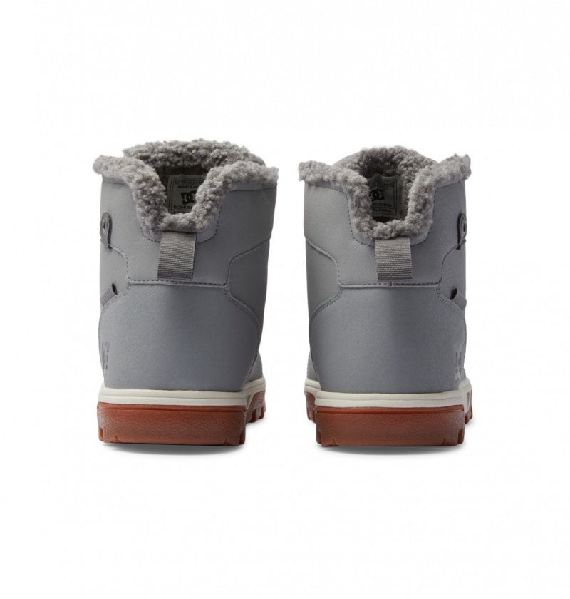 DC Shoes Woodland - Sherpa Podszewką Skórzane Boots Szare | 57086SHRN