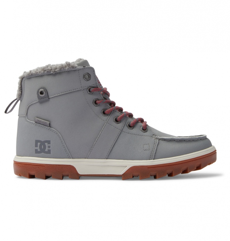 DC Shoes Woodland - Sherpa Podszewką Skórzane Boots Szare | 57086SHRN