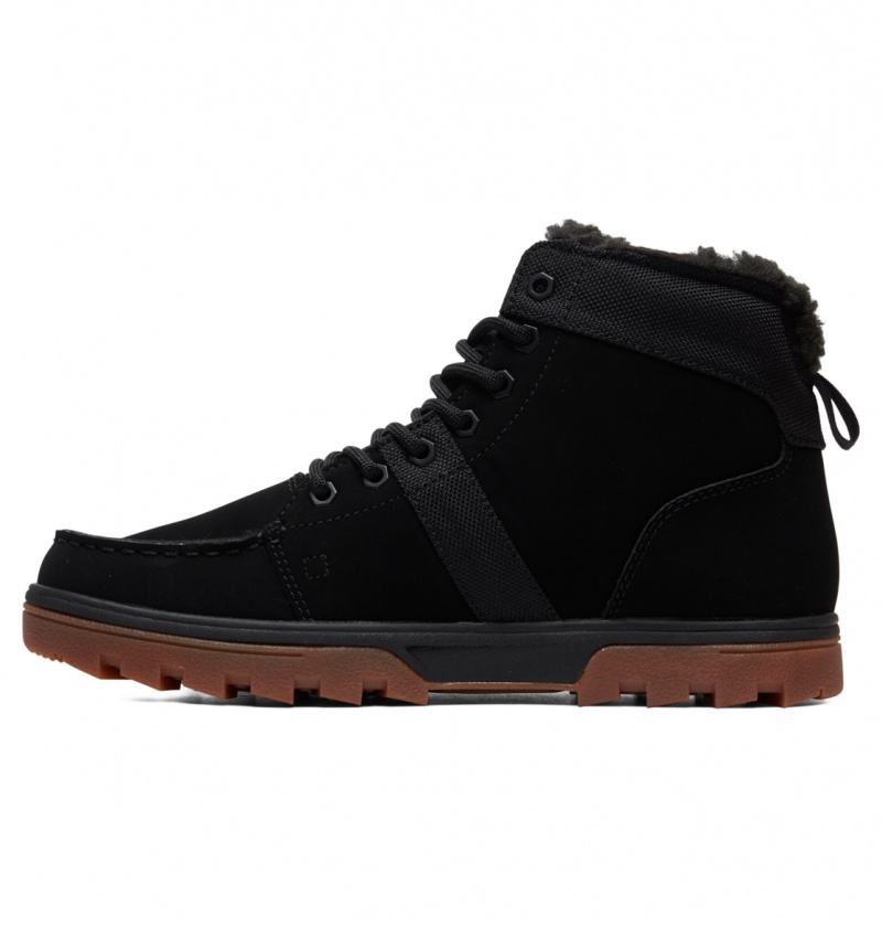 DC Shoes Woodland - Sherpa Podszewką Skórzane Boots Czarne | 75802KTAB